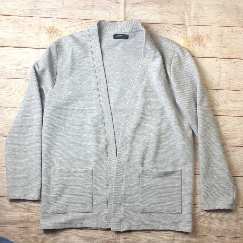 Bershka Light Gray Ribbed Sweater‎